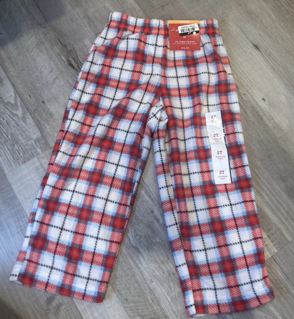 Wondershop At Target Kids 2T Pajama Pants Red Blue White Plaid Fleece Sleepwear